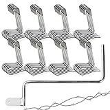 Fence Wire Tensioning Tool, 40Pcs Barb Fence Wire Tighteners w/Tighteners Handle,Barbed Wire Fence Stretcher, 304 Stainless Steel for Fast Tightening Wire Fence Post, Garden Fence Wire Repair