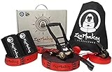 ZenMonkey Slackline Kit with Overhead Training Line, Arm Trainer, Tree Protectors, Cloth Carry Bag and Instructions, 60 Foot - Easy Setup for The Family, Kids and Adults