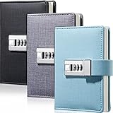 3 Pack Lock Journal Notebook A7 Lined Notebook Secret Journal Diary with Combination Lock Pocket Journals with Locks Writing Travel Notebook for Women Men
