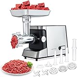 Meat Grinder Electric, Sausage Stuffer Machine, Rated 3.3HP 2500W Max, 3-in-1 Heavy Duty Food Grinder Meat Mincer with 2 Blades, 3 Plates, 3 Sausage Tubes, 1 Kubbe Kit for Home Kitchen Commercial Use