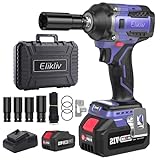Elikliv Cordless Impact Wrench 1/2 inch, 500Ft-lbs Max Torque(650N.m), 21V 3000 RPM Brushless Power Impact Gun, 4.0Ah Li-ion Battery with Fast Charger, Electric Impact Driver for Car Truck Tires Home