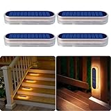 Solar Step Lights Outdoor Waterproof LED,Warm White Solar Deck Lights,Solar Fence Lights,Solar Lights for Stairs,Dock Patio,Post,Railing,Garden,Backyard,Front Door,Pathway,Driveway,Porch(4 Pack)