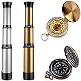 Kids Pirate Telescope & Compass Toy Kits 4pcs Pack Plastic Collapsible Handheld Retro Telescope Spyglass & Pocket Survival Gear Compass for Pirate Theme Party Cosplay Birthday Xmas Gift for Kids
