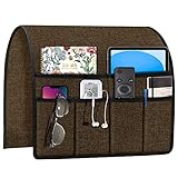 Joywell Armchair Caddy for Couch Remote Control Holder Recliner Armrest Organizer Non Slip Sofa Arm Chair Caddie with 6 Pocket Storage for Magazine, Tablet, Phone, iPad, Chocolate