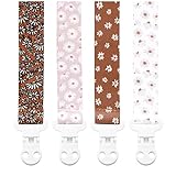 Stadela Baby Pacifier Clip Leash Soothie Holder Unisex for Girl 4 Pack Gift Set Universal Fit (Daisy)