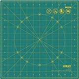 OLFA 12' x 12' Rotating Cutting Mat (RM-12S) - Self Healing 12x12 Inch Square Rotary Mat with Grid for Fabric, Sewing, Quilting, & Crafts, Rotates 360 Degrees, Use with Rotary Cutters (Green)