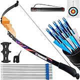 Recurve Bow and Arrow Adult - 54' Traditional Wood Takedown Recurve Bow with Lightweight Design, Right Handed Archery Bow for Adults, Youth, Beginner Hunting, Training Practice (30lbs)