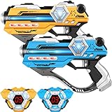 IJO Laser Tag Set of 2-Infrared Multi Function Laser Gun-2 Guns and 2 Vests-Indoor&Outdoor Play Toy-Laser Tag Gifts for Boys Girls Teens and Team-Ages for 8 9 10 11 12+