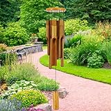 Bamboo Wind Chimes Outdoor,Wooden Wind Chimes with Melody Deep Tone,30' Classic Zen Garden Windchime for Relaxation, Grace.Home Décor for Patio, Garden or Indoor