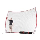 Rukket 12x9ft Barricade Backstop Net, Indoor and Outdoor Lacrosse, Basketball, Soccer, Field Hockey, Baseball, Softball Barrier Netting for Backyard, Park, and Residential Use (12x9ft (Red))