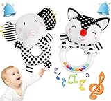 FBesteam Baby Rattle Newborn Toys - Baby Rattles 0-6 Months High Contrast Black and White Toy 0-3 Month Babies Montessori Toy 6 to 12 Month Infant Teether Chew Toy Plush Stuffed Animal Shower Gift