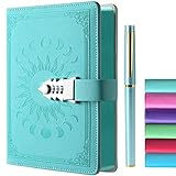 Lock Diary with Pen Set Journal for Women Teenagers Diary for Girls Age 8-12, A5 240 Pages Colorful Side Journal with Lock, Personal Planner Organizer Writing Notebook, A5(8.5 × 5.9inch) Grass green