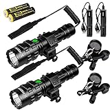 X.Store 2 Pack Tactical Flashlight With Rail Mount, USB Picatinny Flashlights 4000 High Lumen LED Weapon Light, 5 Modes Rifle Light - Rechargeable Battery and Pressure Switch Included