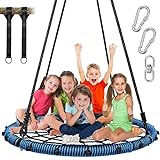 Trekassy 750lbs Spider Web Tree Swing 45 inch for Kids Adults with Swivel, 2pcs Tree Hanging Straps, Steel Frame and Adjustable Ropes Blue