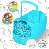 Sizonjoy Bubble Machine Automatic Bubble Blower, 10000+ Bubbles Per Minute with 2 Speeds, 8 Wands Bubble Maker, Plug-in or Batteries Bubbles Summer Toys for Outdoor Indoor Party Birthday (Blue)