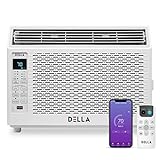DELLA 6000 BTU 115V/60Hz Energy Saving Window Air Conditioner, Whisper Quiet AC Unit with WIFI Smart Controls, Remote, Dehumidifier, Fan, Cools Up to 250 Sq. Ft.