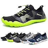 WateLves Water Shoes for Men Women Barefoot Quick-Dry Aqua Sock Outdoor Athletic Sport Shoes Kayaking Boating Hiking Surfing Walking (A-Black/Green, 43)
