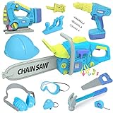 Kids Tool Set for Boys - Toddler Tool Set with Toy Chainsaw, Electric Toy Drill, Pretend Play Construction Tools Toy Gifts for Kids Aged 3 4 5 6 7