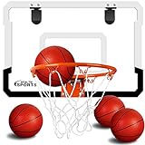 Indoor Mini Basketball Hoop Set with 4 Balls for Kids and Adults - Indoor Pro Mini Room Basketball Hoop for Door & Wall, Over The Door Basketball Hoop Toy Gifts for Kids Boys Teens