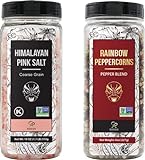 Soeos Himalayan Pink Salt and Rainbow Peppercorn Grinder Refills, 18oz Salt & 8oz Peppercorns, Kosher Seasoning Set for Cooking