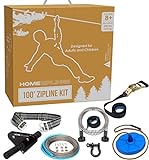 HomeZiplines Zip Line for Kids and Adults Up to 350 Lbs - 100/150 / 200 Ft - Quick Setup Zipline for Backyard Kids and Adults - 100% Rustproof W/Safety Harness - Zip Line for Adults - Zipline Kit