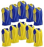 Liberty Imports 10 Pack - Reversible Men's Mesh Performance Athletic Basketball Jerseys for Team - Adult Scrimmage Sports Training Bulk (Blue/Yellow)