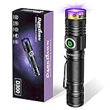 DARKDAWN UV 395nm Light USB Rechargeable Ultraviolet LED Blacklight Powerful Fluorescent Flashlight Woods Lamp Portable Mini Detector for Pet Urine Dry Stains, Scorpions, Uranium Glass, Resin Curing