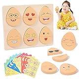 HONGID Montessori Toys for 2-6 Year Old,32 in 1 Toddlers Wooden Expressions Preschool Kids Wood Gifts,Autism Sensory Educational Toys for Boys Girls Age 3-5, Stocking Stuffers for Kids