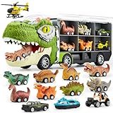 JOYIN 13 in 1 Dinosaur Toys for Kids 3-5, Dinosaur Truck with 12 Pull Back Cars, Dinosaur Cars Set, Birthday Gifts Toys for 3 4 5+ Year Old Boy, Transport Carrier Truck for Toddlers 2-4 Years