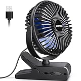 BESKAR USB Clip on Fan, Portable Small Fan with Cord Powered, 3 Speeds Strong Airflow, with Sturdy Clamp, Quiet Personal Desk Fan