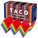Taco Holders Set of 6, Colorful Premium Taco Tray and Rack for Soft or Hard Taco Shells - Dishwasher and Microwave Safe, BPA Free and Sturdy, Multi-Colored