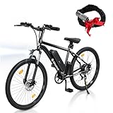 isinwheel M10 Electric Bike for Adults with 500W Motor, 20mph Max Speed, 374.4WH Removable Battery Ebike, 26' Electric Mountain Bike with 35-Speed and Front Suspension (Black)