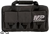 Smith & Wesson M&P Pro Tac Padded Double Handgun Case with Ballistic Fabric Construction and External Pockets for Shooting, Range, Storage and Transport