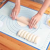 Silicone Pastry Mat Extra Thick Non Stick Baking Mat, Fondant Mat,Counter Mat,Dough Rolling Mat, Oven Liner, Pie Crust Mat (16''(W)*20''(L), Blue)