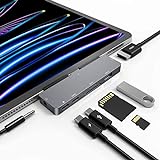 iPad Pro USB C Hub, 7-in-1 Adapter for iPad Pro 12.9 11 inch iPad Air 5 4 Docking Station with 4K HDMI, USB-C PD, SD/TF Card Reader, USB 3.0, 3.5mm Headphone Jack, iPad Mini 6 Accessories