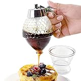 Glass Syrup Dispenser for Pancakes - No Drip Honey Dispenser Glass - Syrup Bottle 8 Oz