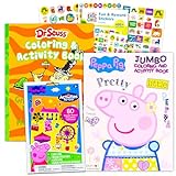 Peppa Pig Coloring Book Super Set for Kids Toddlers Bundle - 3 Pack Activity Books Featuring Dr Seuss Shop, Eric Carle, Peppa Pig (Nick Party Supplies)