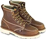 Thorogood American Heritage 6” Steel Toe Work Boots for Men - Full-Grain Leather with Moc Toe, Slip-Resistant Heel Outsole, and Comfort Insole; EH Rated, Trail Crazyhorse - 10 D US