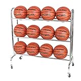 CHAMPRO 12 Ball Rack with Casters for Basketball, Volleyball, and More, Upright