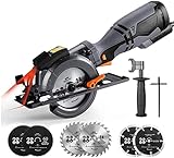 5.8A Corded Electric Circular Saw with 6 Saw Blades and Laser Guide, Max Cutting Depth 1-11/16'' (90°), 1-3/8'' (45°), Ideal for Wood, Soft Metal, Tile And Plastic Cuts