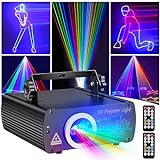 Ehaho DJ Laser Party Lights, 3D Animation RGB Lazer Stage Lighting, DMX512 Music Sound Activated Disco Projector Lights, Remote Control Beam Effect Scan Light for Bar Wedding Nightclub Live Show