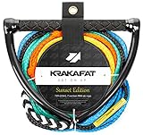 KRAKAFAT 75ft Water Ski Rope, Wakeboard Rope - 7 Sections with 13' EVA Diamond Grip Floating Handle - 1-2 Rider Tube Tow Rope for Tubing - Boat Tow Rope for Kneeboard