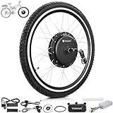 Voilamart 26' Ebike Conversion Kit 48V 1000W Electric Bicycle 100mm Front Hub Motor Wheel Kit E-Bike Conversion Kit with Intelligent Controller PAS System (Black_26IN_Front_Wheel)