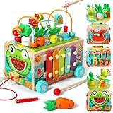 JAUNTY Montessori Toddler Activity Cube Toy for Baby Girls Boys 1 2 3 Years Old, Educational Fine Motor Skill Preschool Learning Game for Kids 1-3, Shape Sorting Toy Gifts for Christmas Birthday