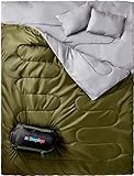 Sleepingo Double Sleeping Bags for Adults Backpacking, Camping, Hiking - Waterproof Queen Sleeping Bag for Adults or Teens - Two Person Sleeping Bag