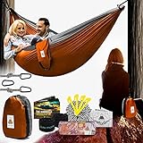 Lazy Monk 2 Person Hammock w/ Tree Straps | Portable Foldable Parachute Double Hamock Outdoor, Travel, Camping | Hamaca para dos | Complete Two People Couple Patio Backyard Outside Hanging Swing Amaca