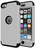 iPod Touch 7 Case,iPod Touch 6 Case,SLMY(TM) Heavy Duty High Impact Armor Case Cover Protective Case for Apple iPod Touch 5/6/7th Generation Gray/Black