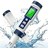 5 in 1 TDS Meter PH Tester, 0.01 High Accuracy Digital for Water, PH/TDS/EC/Salt/Temp PPM Water Tester Drinking Hydroponics, Plants, Aquarium and Pool, White