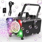 VStoy Wireless Remote Control Bubble Machine with 4 LED Lights, Bubble Blower with Output 100,000 Bubbles Per Minute, Metal Shell,Perfect for Kids Parties, Weddings, Events (Without Bubble Solution)
