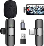 Caymuller Professional Wireless Lavalier Microphone for iPhone iPad, Mini Lapel Mics Plug-Play 2.4G Ultra-Low Delay Noise Reduction Chip for Video Recording Interview Podcast Vlog YouTube Tiktok